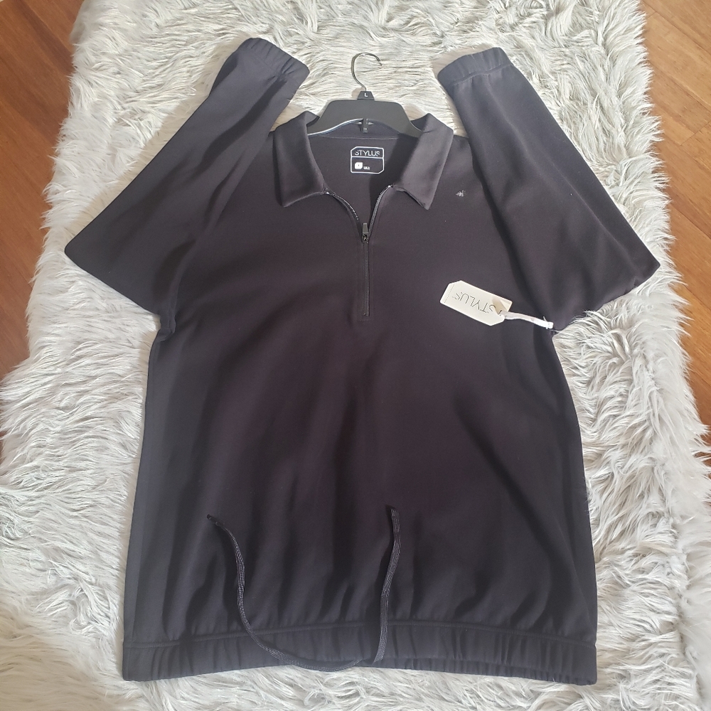 Stylus Men's Black Long Sleeve Quarter-Zip Pullover- Large